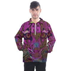 Pink And Purple Leopard Men s Half Zip Pullover