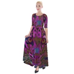 Pink And Purple Leopard Half Sleeves Maxi Dress by ExtraGoodSauce