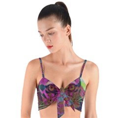 Pink And Purple Leopard Woven Tie Front Bralet by ExtraGoodSauce