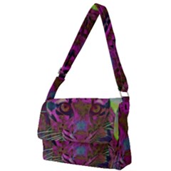 Pink And Purple Leopard Full Print Messenger Bag (l)