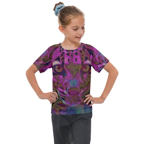 Pink And Purple Leopard Kids  Mesh Piece T-shirt by ExtraGoodSauce