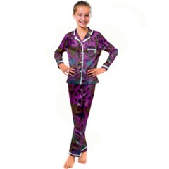 Pink And Purple Leopard Kids  Satin Long Sleeve Pajamas Set by ExtraGoodSauce