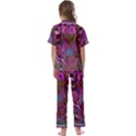 Pink and Purple Leopard Kids  Satin Short Sleeve Pajamas Set View2