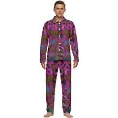 Pink And Purple Leopard Men s Long Sleeve Velvet Pocket Pajamas Set by ExtraGoodSauce