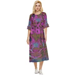 Pink And Purple Leopard Double Cuff Midi Dress by ExtraGoodSauce