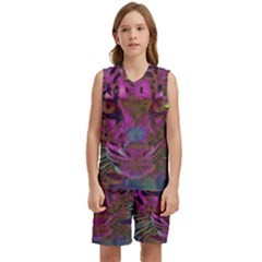 Pink And Purple Leopard Kids  Basketball Mesh Set by ExtraGoodSauce