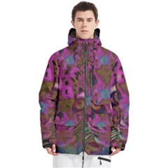 Pink And Purple Leopard Men s Multi Pockets Zip Ski And Snowboard Waterproof Breathable Jacket by ExtraGoodSauce