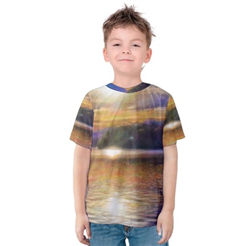 Serene Sunset Over Water Kids  Cotton T-shirt by ExtraGoodSauce