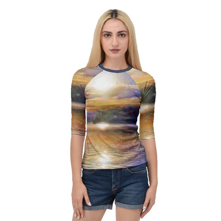 Serene Sunset Over Water Quarter Sleeve Raglan T-Shirt