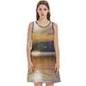 Serene Sunset Over Water Round Neck Sleeve Casual Dress With Pockets View1