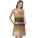 Serene Sunset Over Water Round Neck Sleeve Casual Dress With Pockets View2