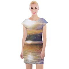 Serene Sunset Over Water Cap Sleeve Bodycon Dress by ExtraGoodSauce