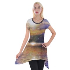 Serene Sunset Over Water Short Sleeve Side Drop Tunic by ExtraGoodSauce