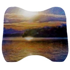 Serene Sunset Over Water Velour Head Support Cushion by ExtraGoodSauce