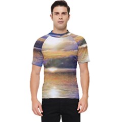 Serene Sunset Over Water Men s Short Sleeve Rash Guard by ExtraGoodSauce