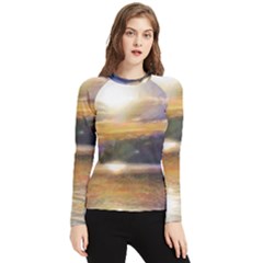 Serene Sunset Over Water Women s Long Sleeve Rash Guard by ExtraGoodSauce