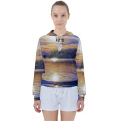 Serene Sunset Over Water Women s Tie Up Sweat by ExtraGoodSauce