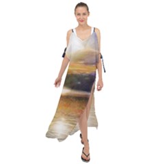 Serene Sunset Over Water Maxi Chiffon Cover Up Dress by ExtraGoodSauce