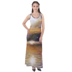 Serene Sunset Over Water Sleeveless Velour Maxi Dress by ExtraGoodSauce