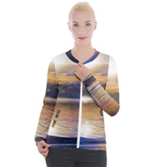 Serene Sunset Over Water Casual Zip Up Jacket by ExtraAwesomeSauce