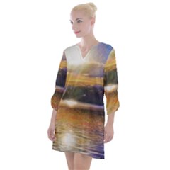 Serene Sunset Over Water Open Neck Shift Dress by ExtraGoodSauce