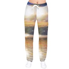 Serene Sunset Over Water Women Velvet Drawstring Pants