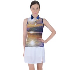 Serene Sunset Over Water Women s Sleeveless Polo T-shirt by ExtraGoodSauce