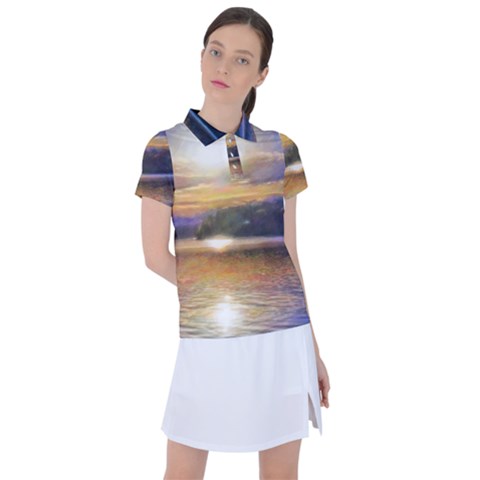 Serene Sunset Over Water Women s Polo T-shirt by ExtraGoodSauce