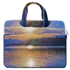 Serene Sunset Over Water Macbook Pro 15  Double Pocket Laptop Bag  by ExtraGoodSauce