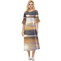 Serene Sunset Over Water Double Cuff Midi Dress View1