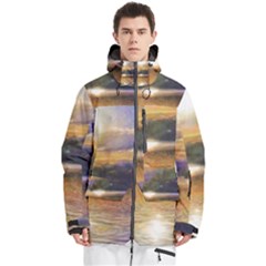 Serene Sunset Over Water Men s Multi Pockets Zip Ski And Snowboard Waterproof Breathable Jacket by ExtraGoodSauce