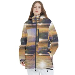 Serene Sunset Over Water Women s Multi Pockets Zip Ski And Snowboard Waterproof Breathable Jacket