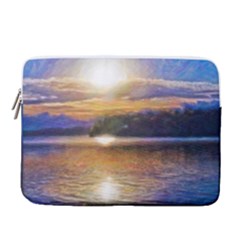 Serene Sunset Over Water 14  Vertical Laptop Sleeve Case With Pocket by ExtraGoodSauce