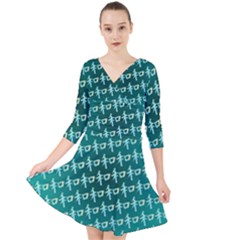 Peaceful Japanese Kanji Design Quarter Sleeve Front Wrap Dress by ExtraGoodSauce