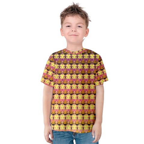 Gradient Lion Head Pattern Kids  Cotton T-shirt by ExtraGoodSauce