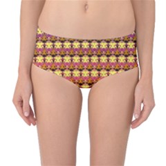 Gradient Lion Head Pattern Mid-Waist Bikini Bottoms