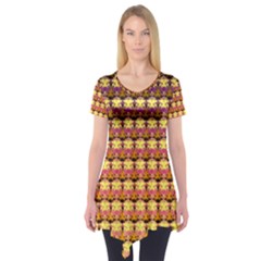 Gradient Lion Head Pattern Short Sleeve Tunic 