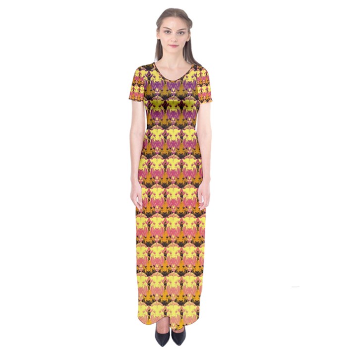 Gradient Lion Head Pattern Short Sleeve Maxi Dress