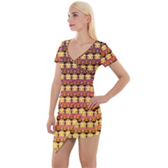 Gradient Lion Head Pattern Short Sleeve Asymmetric Mini Dress by ExtraGoodSauce