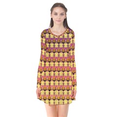 Gradient Lion Head Pattern Long Sleeve V-neck Flare Dress by ExtraGoodSauce