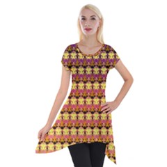 Gradient Lion Head Pattern Short Sleeve Side Drop Tunic