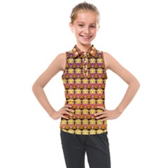 Gradient Lion Head Pattern Kids  Sleeveless Polo T-Shirt