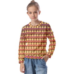 Gradient Lion Head Pattern Kids  Long Sleeve T-Shirt with Frill 