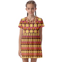 Gradient Lion Head Pattern Kids  Asymmetric Collar Dress by ExtraGoodSauce