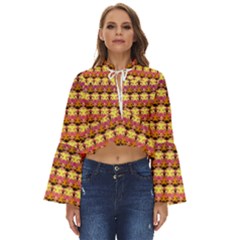 Gradient Lion Head Pattern Boho Long Bell Sleeve Top