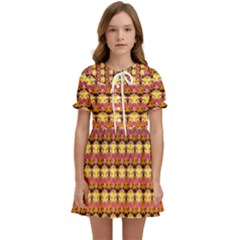 Gradient Lion Head Pattern Kids  Sweet Collar Dress