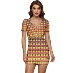 Gradient Lion Head Pattern Low Cut Cap Sleeve Mini Dress by ExtraGoodSauce