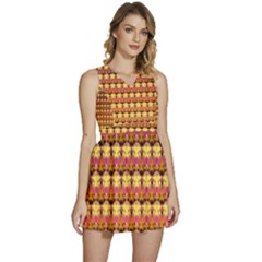 Gradient Lion Head Pattern Sleeveless High Waist Mini Dress