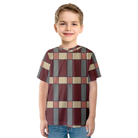 Modern Art Geometric Pattern In Red Hues Kids  Sport Mesh T-shirt by ExtraGoodSauce