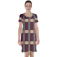 Modern Art Geometric Pattern In Red Hues Short Sleeve Nightdress by ExtraGoodSauce